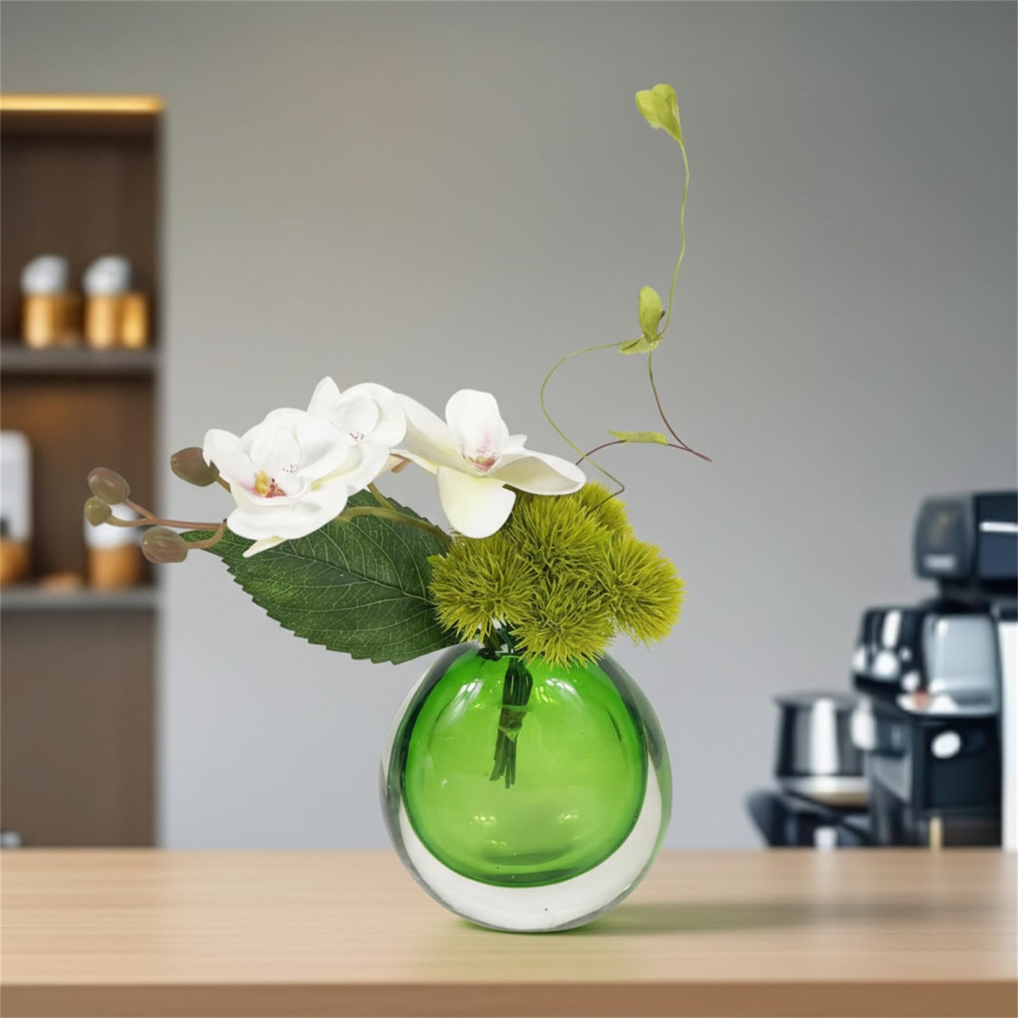 Modern Glass Vase | Tall Crystal Vase for Centerpieces | Light Blue Hydroponic Glass Vase | Unique Floral Decor | Handblown Decorative Vase for Flowers Amber
