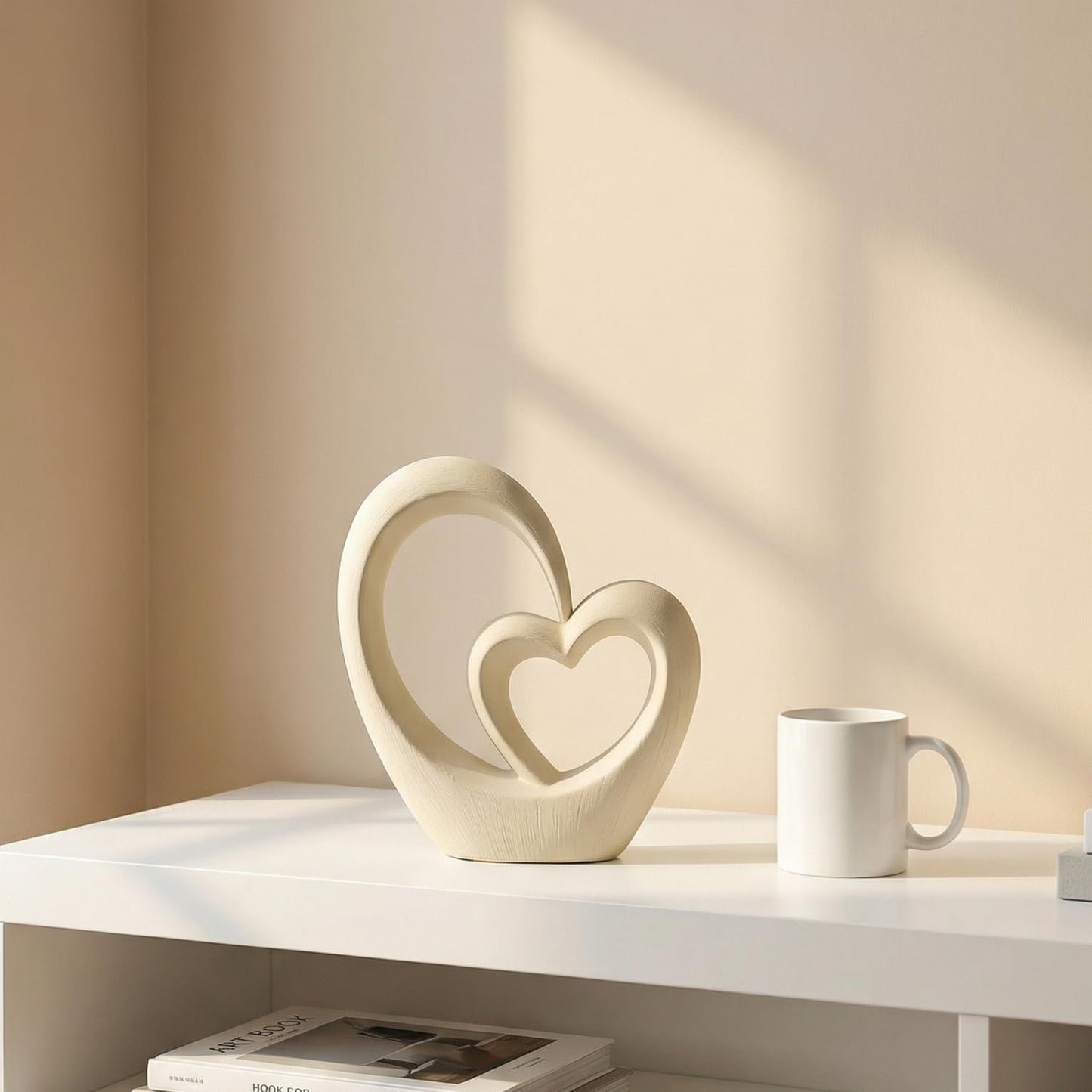 Dneuoir Ceramic Statue Home Decor Aesthetic Abstract Brushed Finish Sculpture Modern Decorative Statues for Living Room Bedroom Bookshelf Desktop Table Centerpiece Office