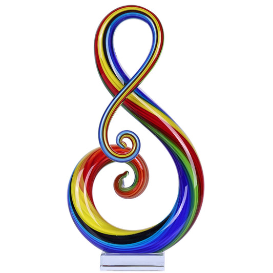 XMGZQ Multicolor Murano Glass Sculptures and Statues, Hand-Blown Glass Music Note Decor Art Modern Decorations for Coffee Tables, Offices, Room Decorations and Accessories Gift (Colorful)