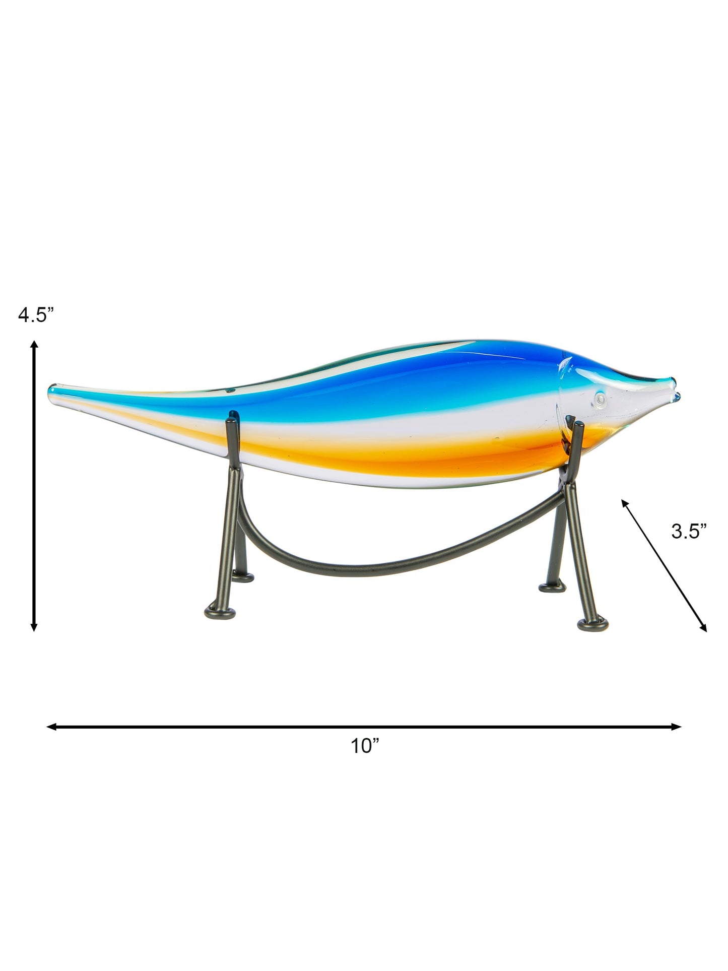 Dale Tiffany AS24127 Murano Style Garfish Handcrafted Art Glass Sculpture with Stand, Blue, 10-Inch Wide