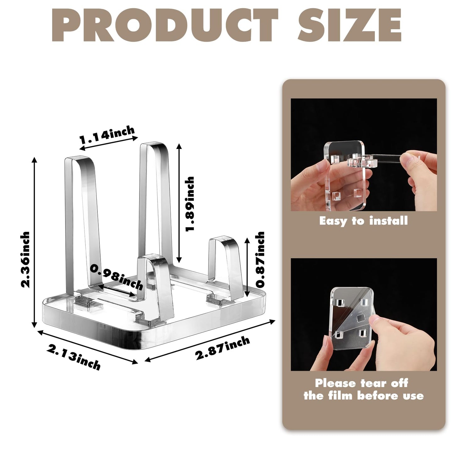 Yalikop 4 Pcs Rock Display Stand Clear Acrylic Mineral Geode Display Stand Square Picture Holder for Fossil Coral Geodes Rock Mineral Agate Small Collectibles, 2.87 x 2.13 x 2.36 Inches