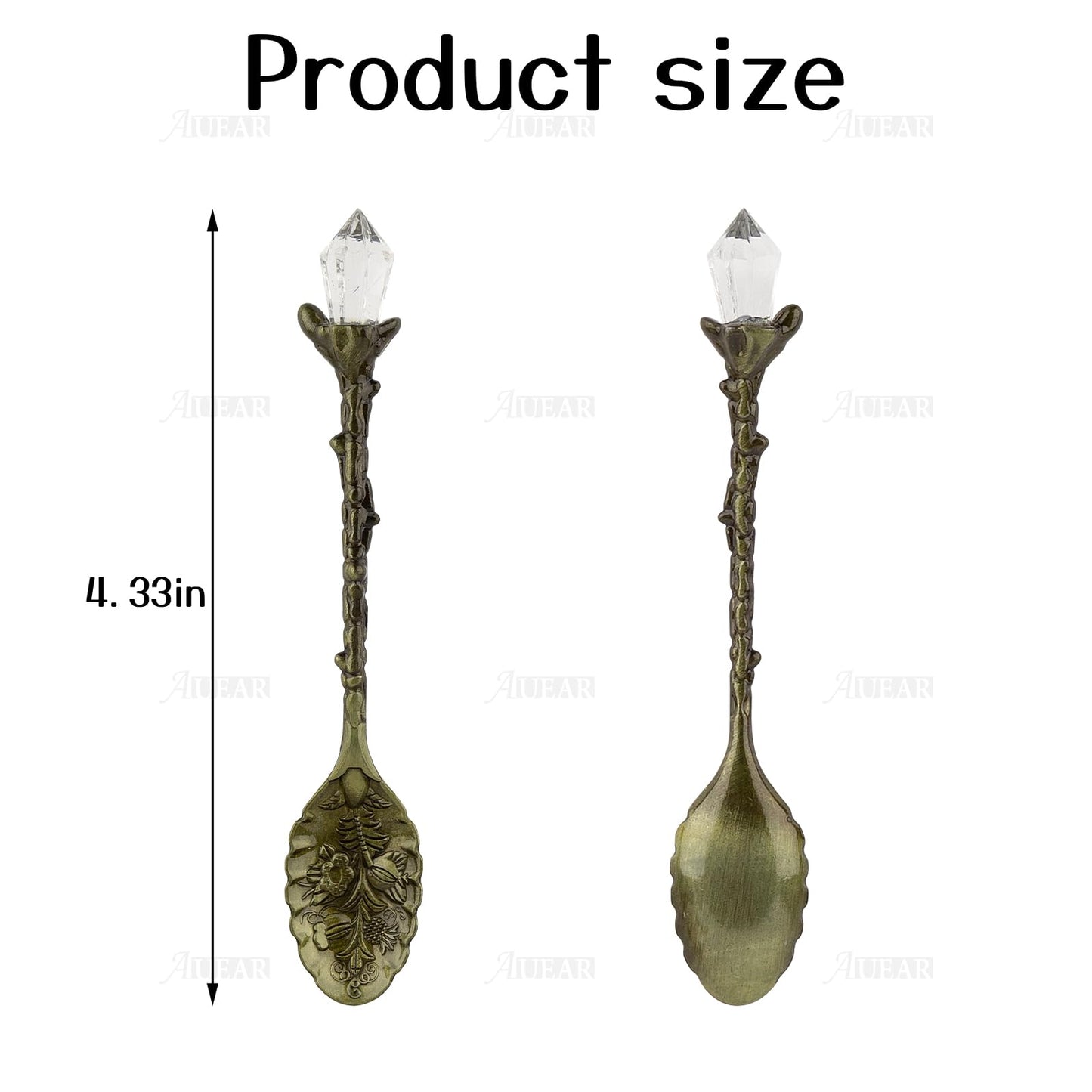 AUEAR, 50 Pack Vintage Crystal Spoons Set Carved Coffee Tea for Home Office Party Supplies