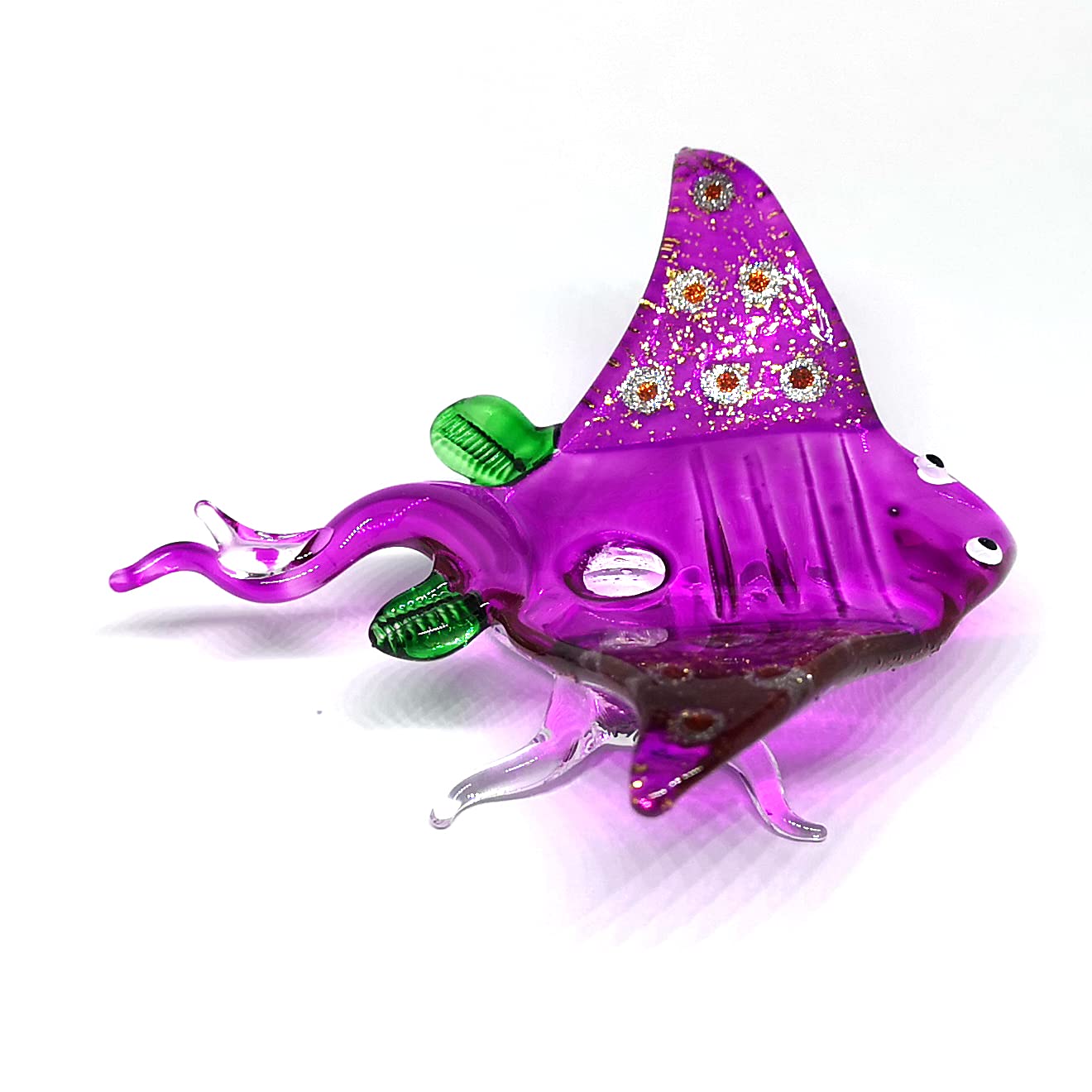 ZOOCRAFT Hand-Blown Glass Stingray Figurine, Artisan Ocean Sculpture for Shelf & Terrarium Display — Handmade Gift for Ocean Lovers, Marine Life Fans & Coastal Collectors