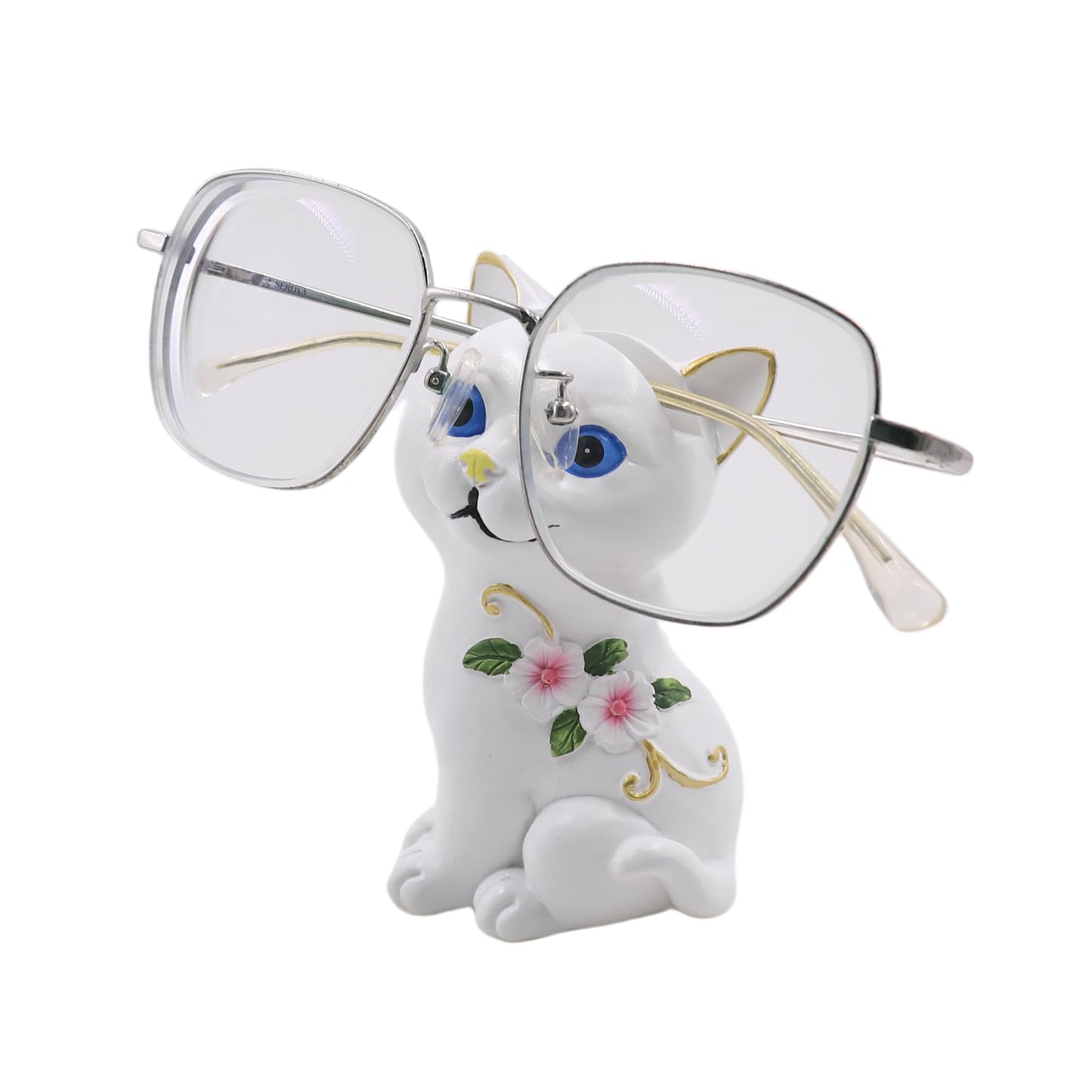 MOSSTYUS Cute Cat Animals Shaped Resin Sunglasses Eyeglass Holder Spectacles Display Stand Glasses Accessories Home Decor,White