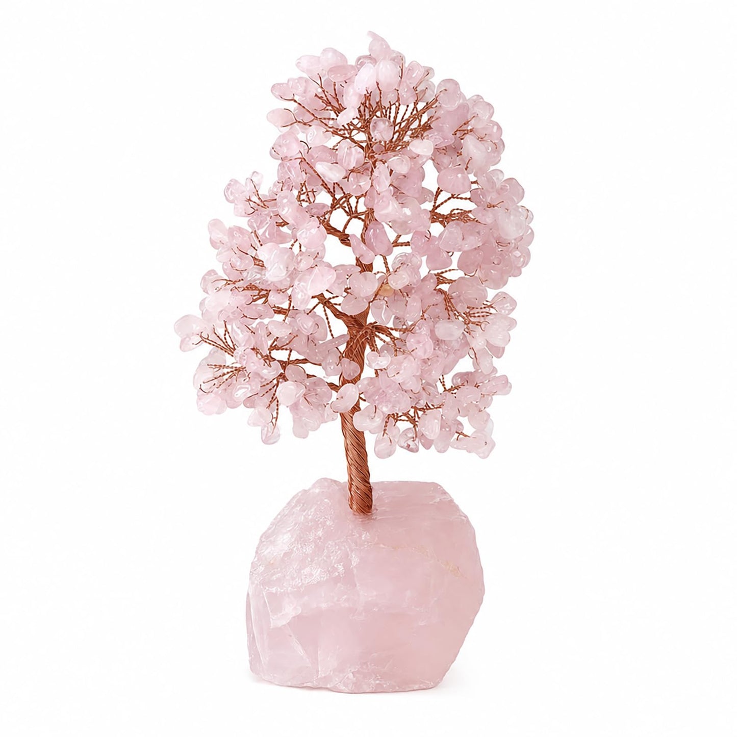Fatonio Natural Rose Quartz Crystal Tree with Raw Rose Quartz Base