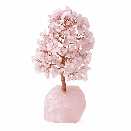 Fatonio Natural Rose Quartz Crystal Tree with Raw Rose Quartz Base