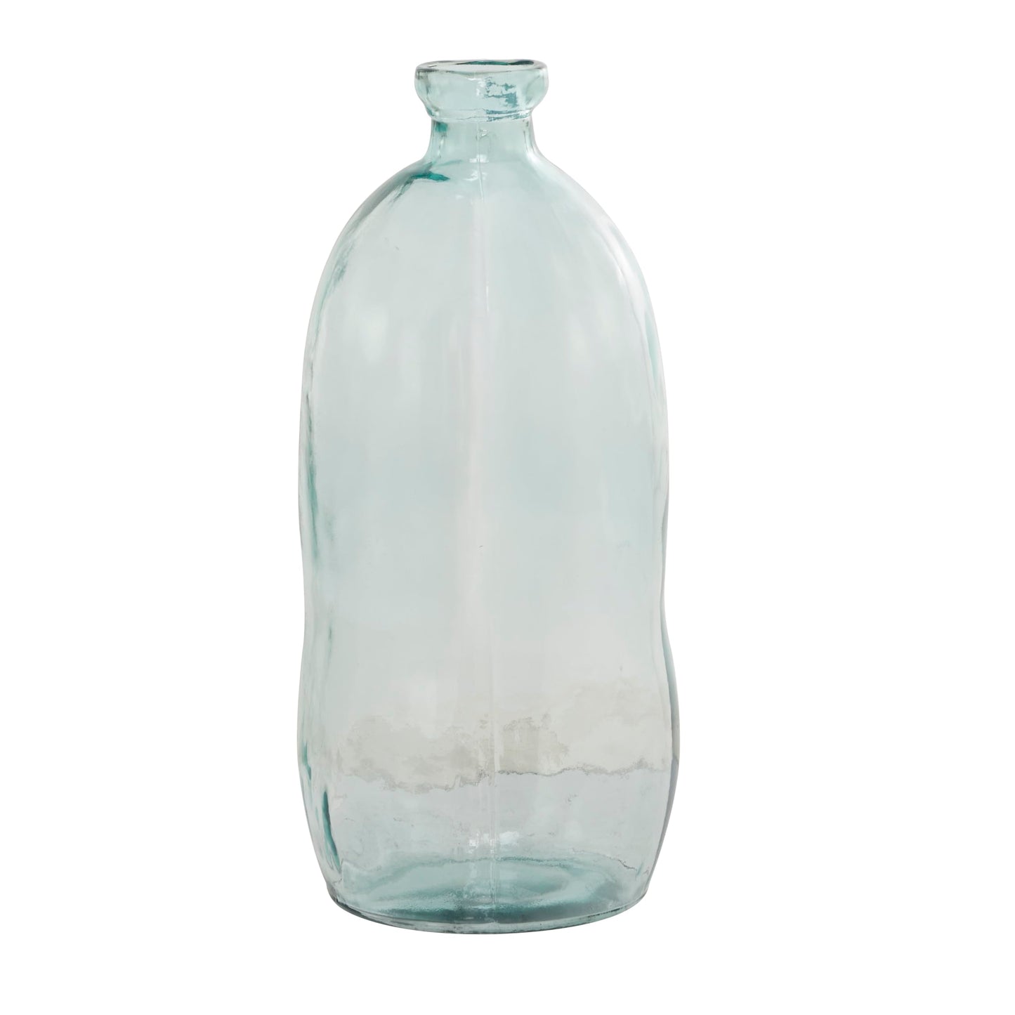 Deco 79 Recycled Glass Handmade Decorative Vase Spanish Bottleneck Centerpiece Vase, Flower Vase for Home Decoration 13" x 13" x 29", Blue