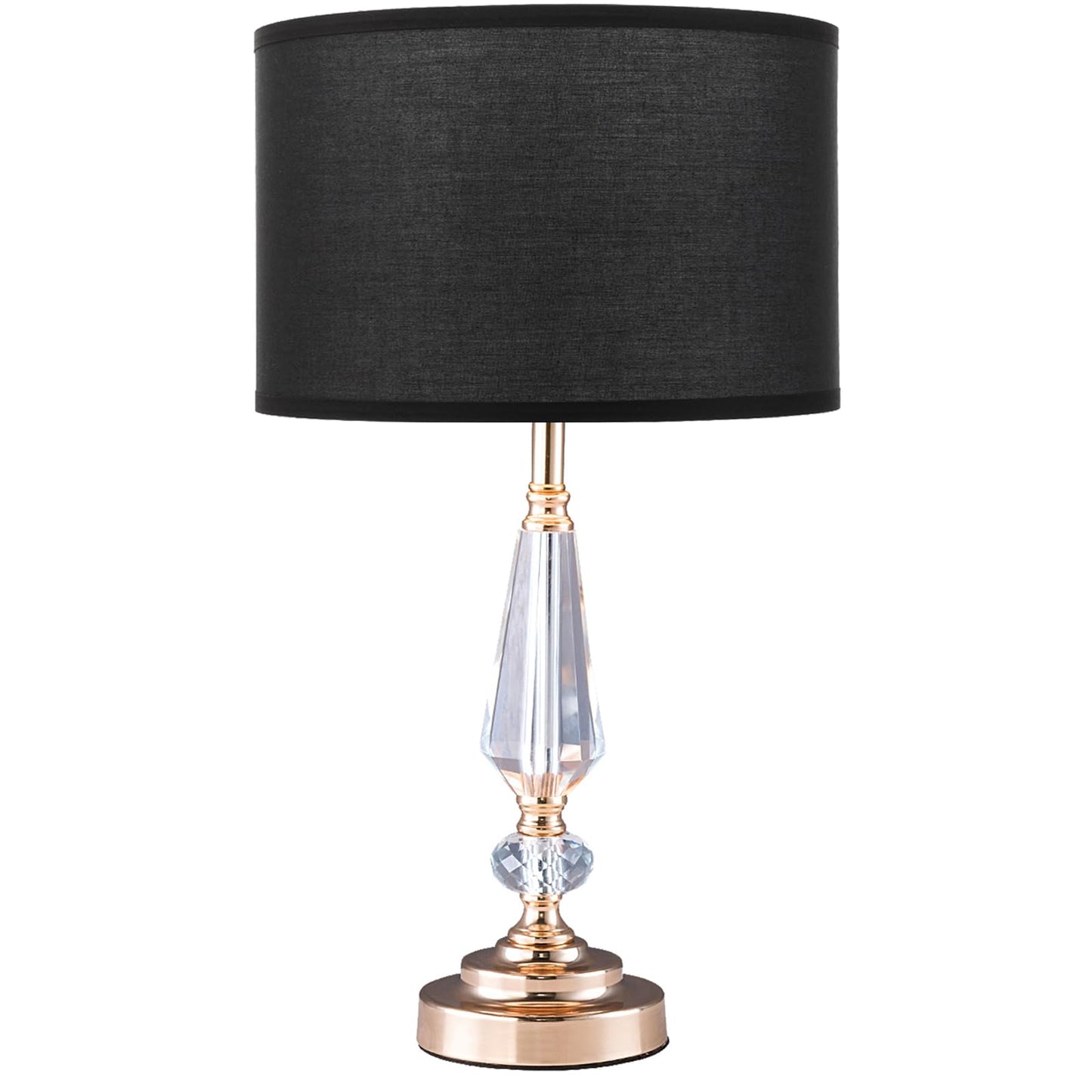 LYJRSMNX Crystal Table Lamp, Multi-Style Bedside Lamp for Bedroom Living Room Office (Crystal Pillar, Table Lamp, Black)