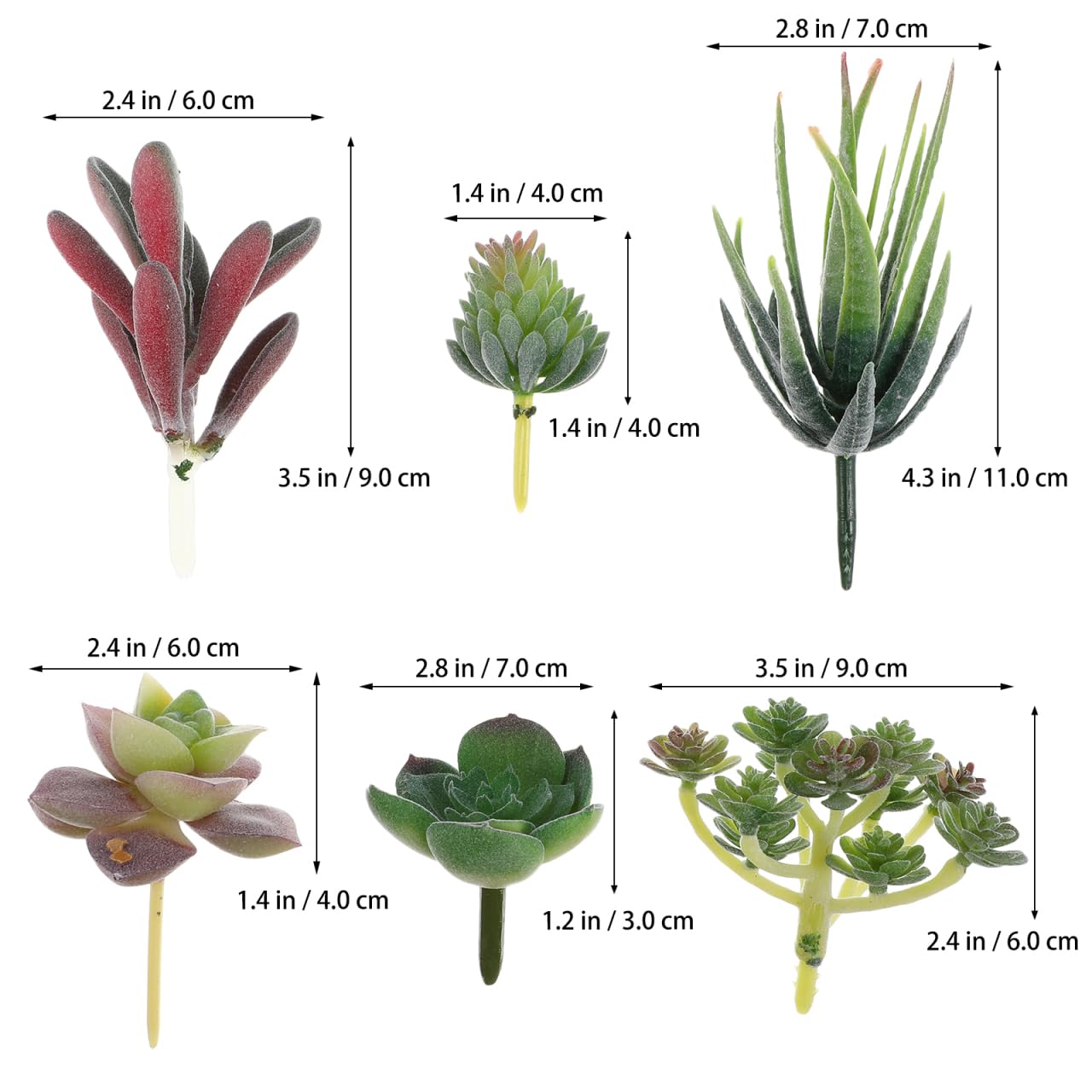 IMIKEYA 6pcs Simulated Succulents Artificial Plants for Outdoors Mini Fake Plants House Decorations for Home Decorative Faux Succulent unpotted Succulents Plants Fake Cactus Cacti Plants