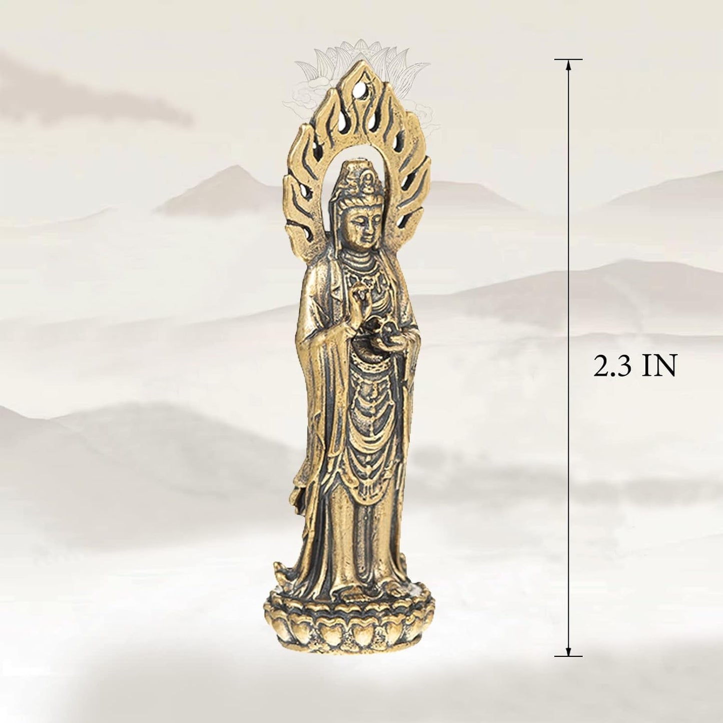 Pure Copper Guan Yin Statue - Handmade Quan Yin Statues for Meditation Altar, Goddess of Mercy and Compassion