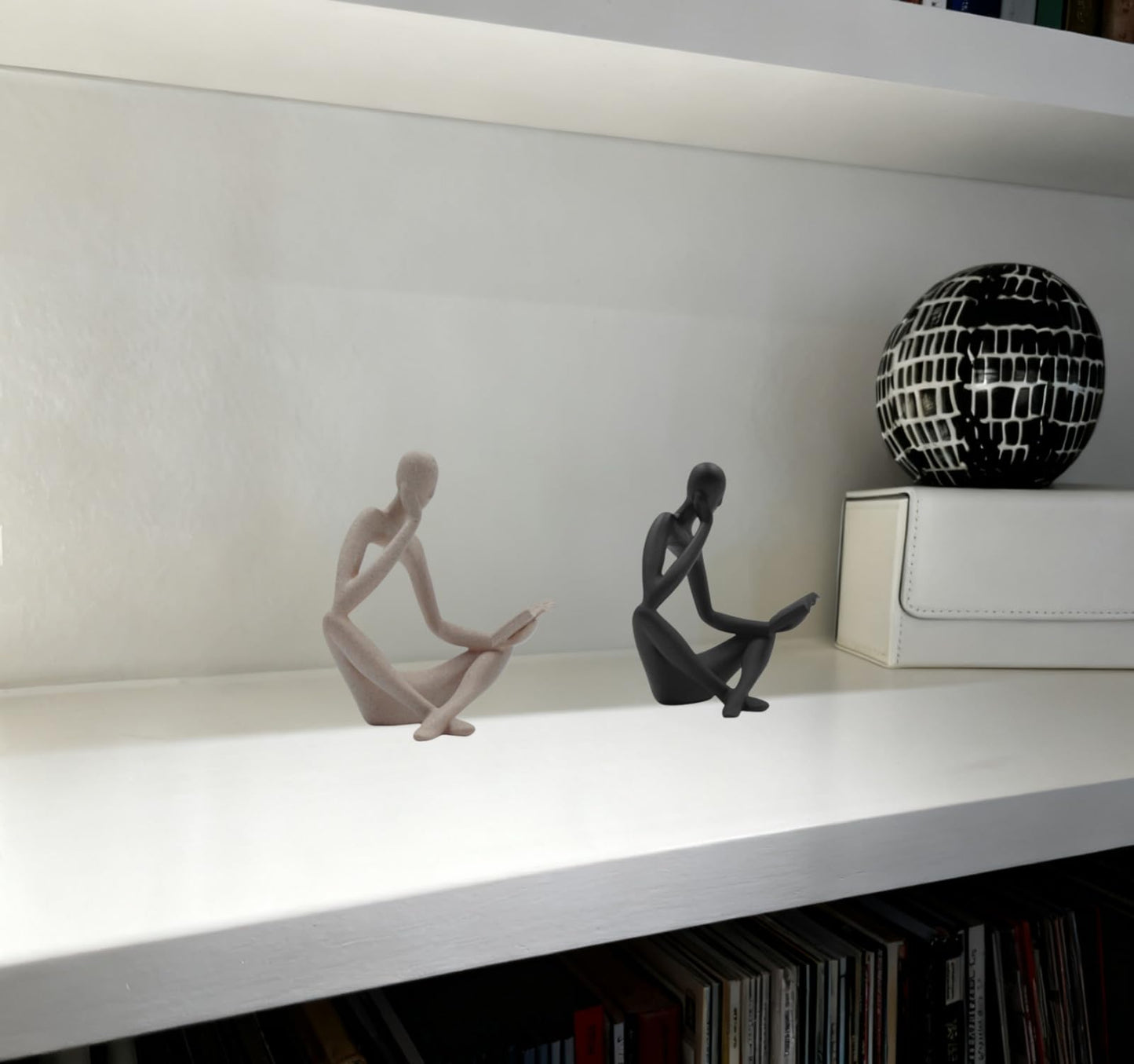 ZMLOOK "Reading Woman Thinker Sculpture is a Modern Abstract Decorative piece, a Favorite Among Book Lovers and Thinkers, Suitable for Placement in Living Rooms, Offices, and bedrooms. (Sandstone B)