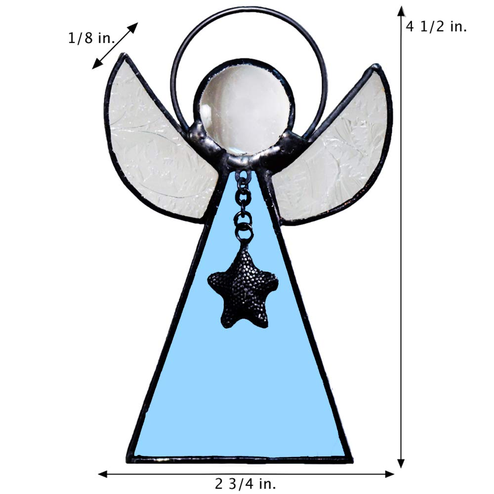 Blue Stained Glass Angel Ornament, Memorial & Guardian Angel Gift