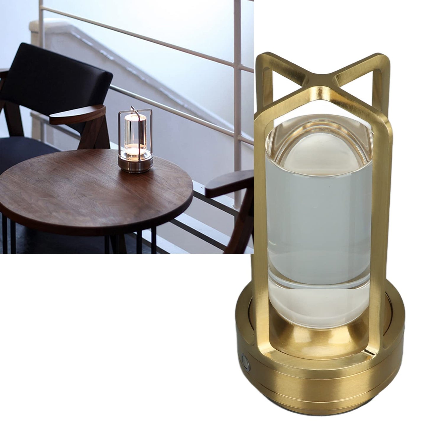 Pyhodi Table Lamp, 3 Colors Stepless Dimming LED Bedside Lamps with Touch Sensor, Portable Rechargeable Touch Lamp with Crystal Lampshade, Universal USB Charging for Bedroom,Study (Gold)