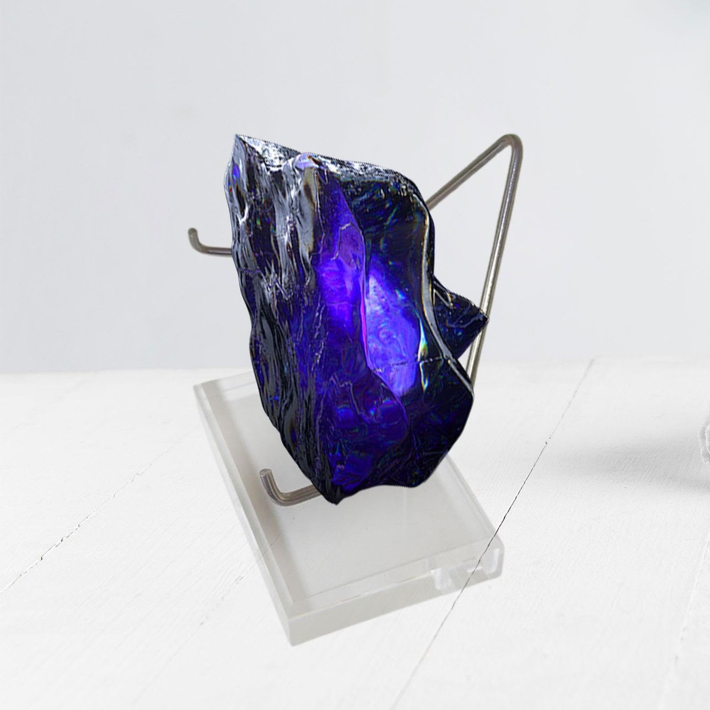 Fenteer Metal Arm Display Stand Mineral Holder Easel Rock Display Stand with Acrylic Base for Fossils Coral Agate Desktop Party Favor, Thickness 2.5cm