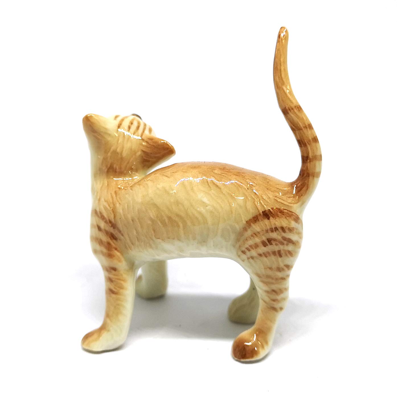 ZOOCRAFT Ceramic Orange Tabby Cat Figurine, Hand-Painted Stoneware Kitten Sculpture for Shelf & Desk — Artisan Gift for Cat Lovers, Cat Moms & Pet Owners