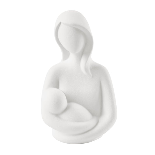 Danya B Hans White Abstract Mother Holding Baby Decorative Accent Matte Ceramic Sculpture Figure Set