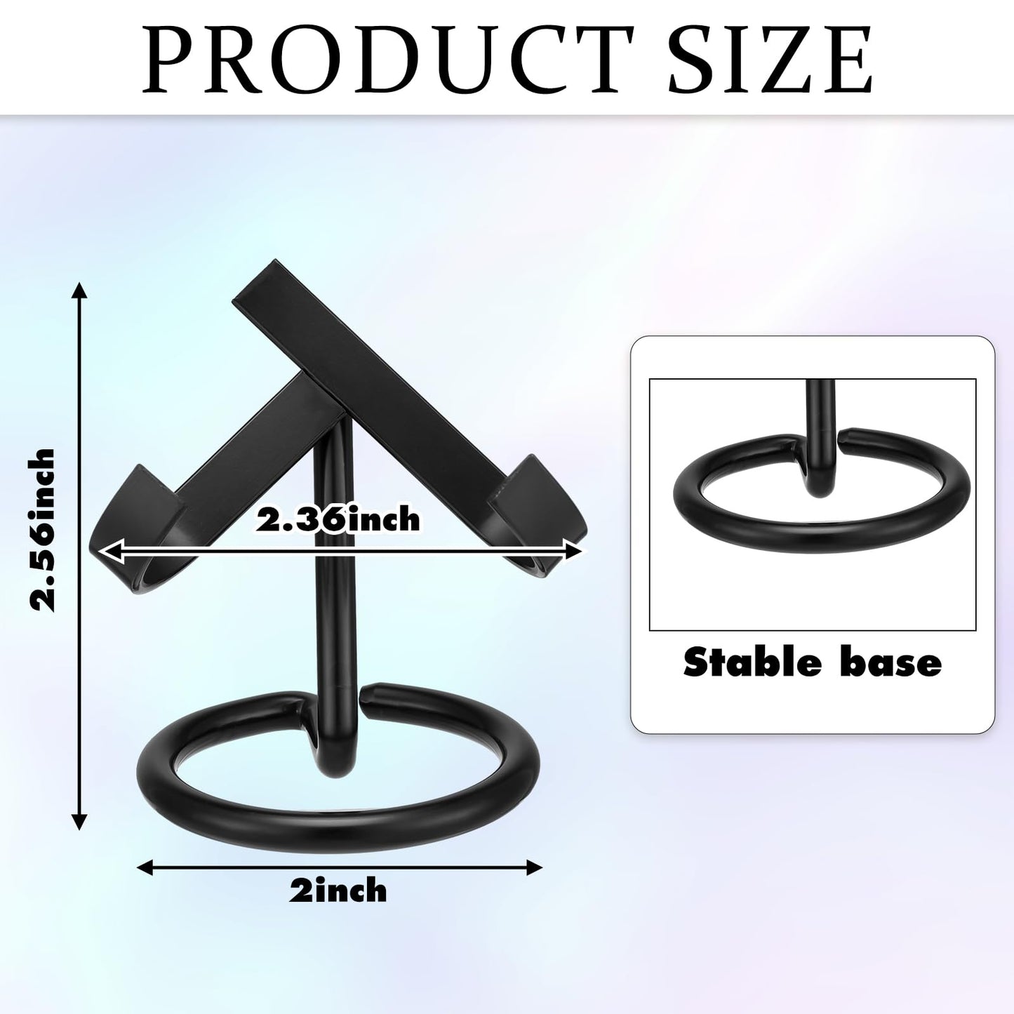 Shimeyao 4 Pcs Metal Crystal Heart Stone Stand Crystal Ball Holder Rock Display Stand Mineral Specimen Display Easel Holder for Gemstones Fossils Agate Slabs Plates (Black,2 x 2.36 x 2.56 Inch)