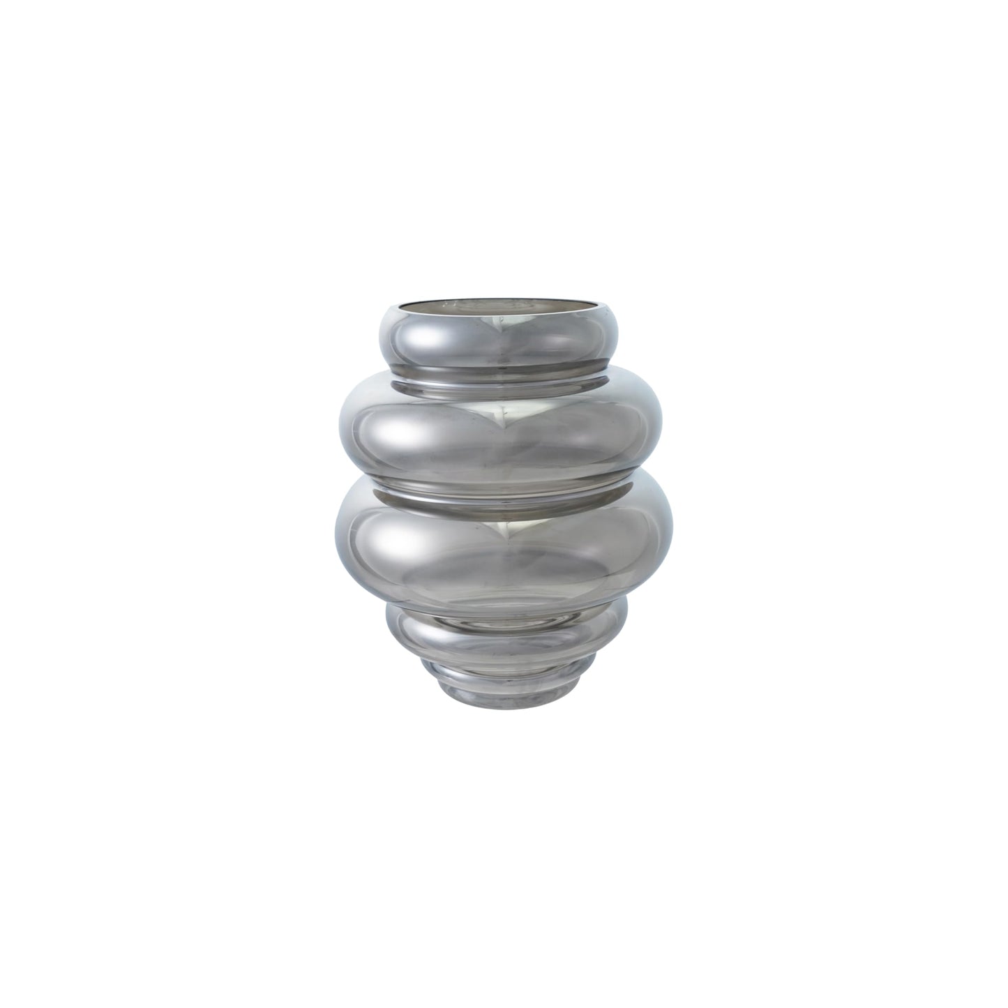 Bloomingville Ribbed Glass Vase, Chrome Finish, Brown