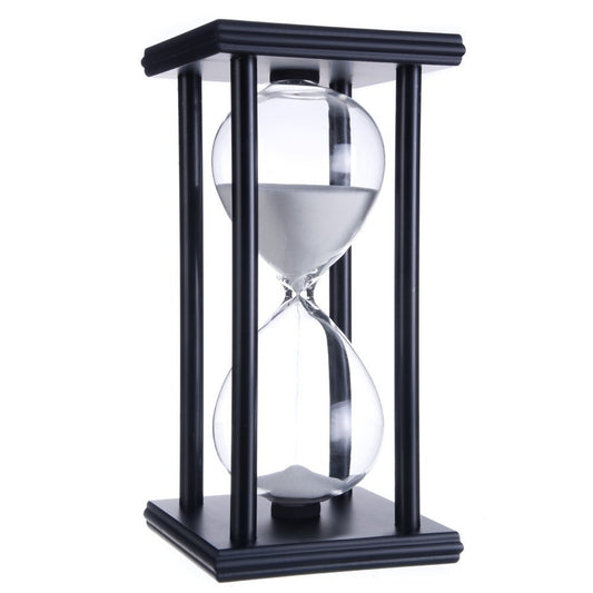 Lodunsyr Hourglass Timer for 60 Minutes Sandglass Timer for Kitchen Living Room Home Bedroom Party Festival School Game Sand Timer (Black Frame White Sand)