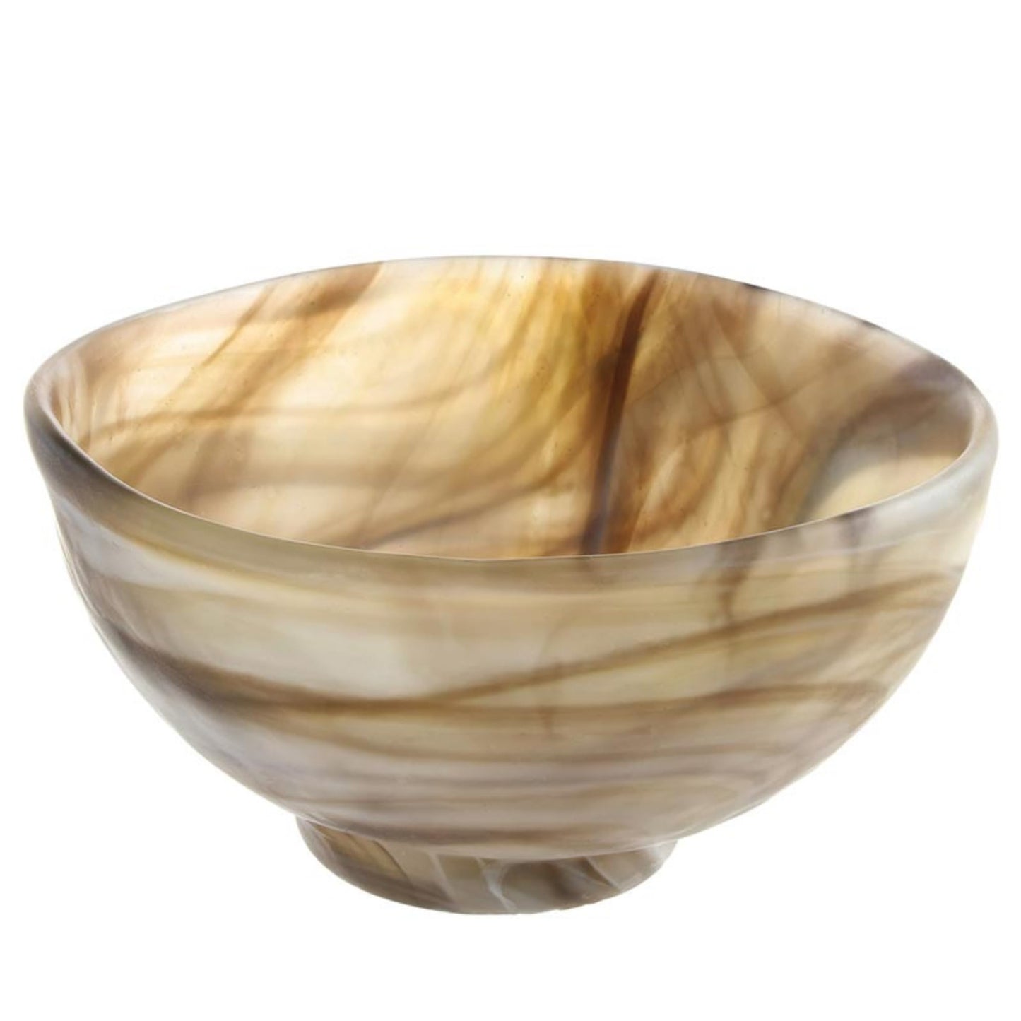 47th & Main Small Marbled Glass Bowl for Decorative Display or Serving, 4" Diameter x 2.25" Tall, Warm Brown