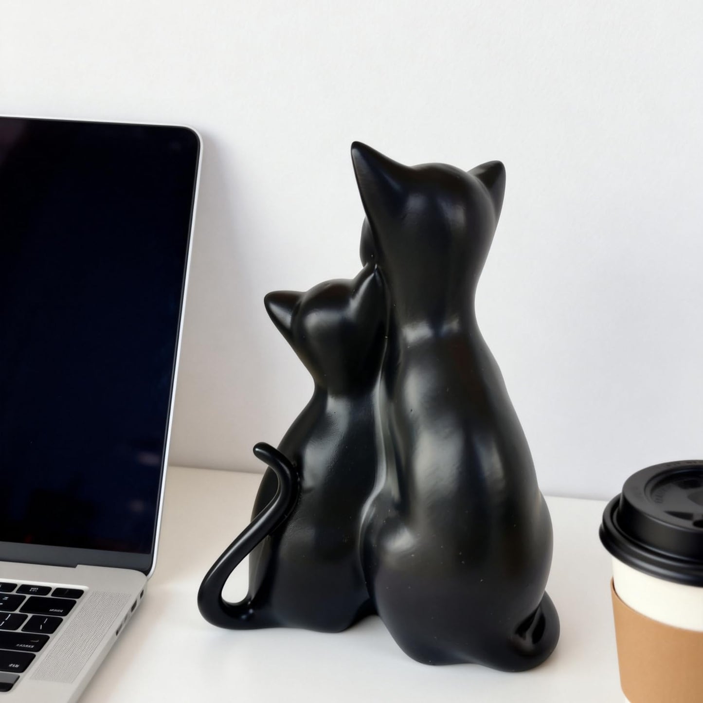 JOOMBE Black Cat Statue Animal Couple Figurine for Cat Lovers Gifts