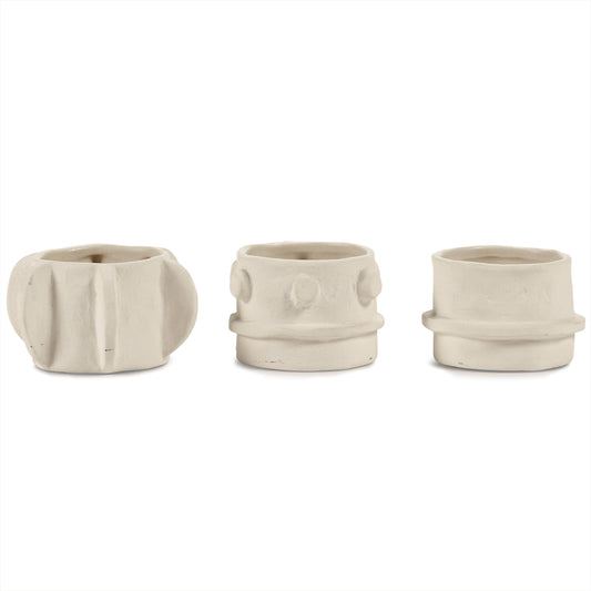Serax Molly Tealight Holder | Off-White Stoneware with Matte Finish | Set of 3 | Modern Home Decor for Living Room & Table | Mix & Match Decorative Set
