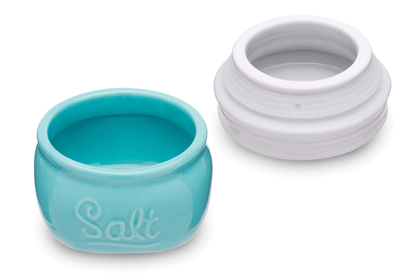Fox Run Vintage Style Mason Jar Salt Cellar, Blue Ceramic with White Lid, 1 Cup Capacity
