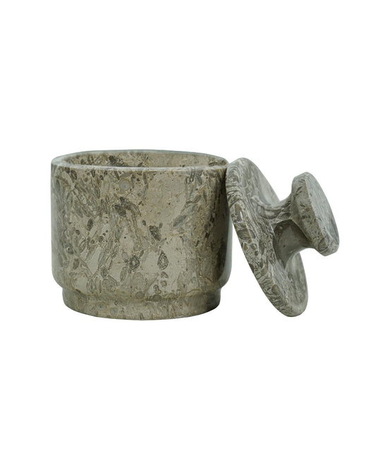 UrbanFocal Natural Marble Salt Cellar With Lid - Stone Salt Container And Stone Salt Holder, Spice Jars for Counter, Candy Jar & Spice Jar, Oceanic