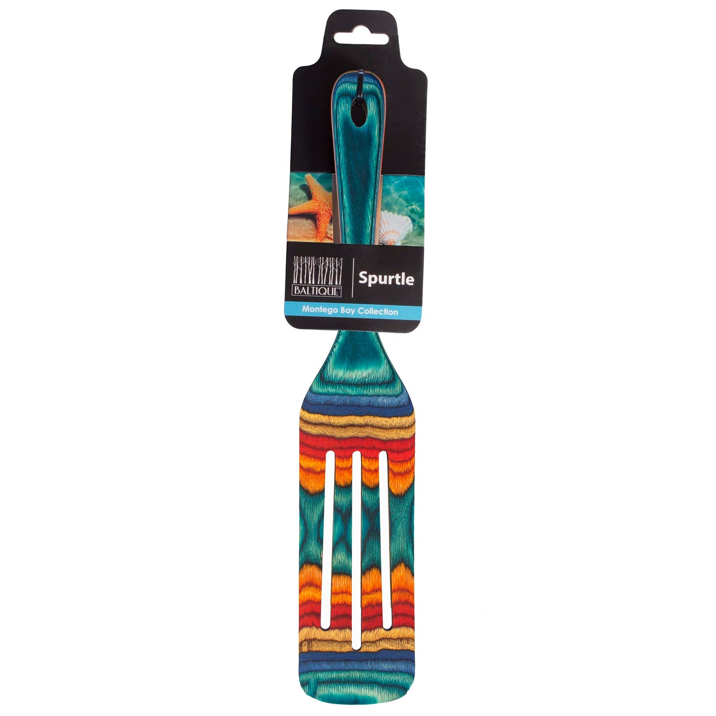 Baltique Montego Bay Collection 13" Wooden Spurtle Spatula – Colorful Birch Wood Cooking Utensil, Nonstick Safe, Versatile Stirring & Serving Tool