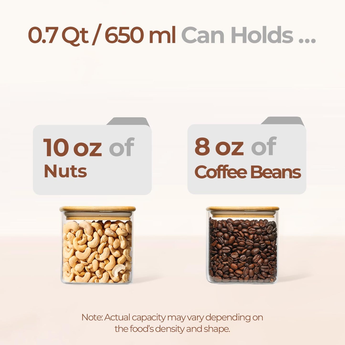 ComSaf 0.7 Qt Glass Food Storage Jars Set of 9, Clear Glass Storage Containers with Lids, Pantry Organization Jar, Spice, Blooming Tea, Oat, Coffee and Sugar Container, Small Canister Set for Kitchen