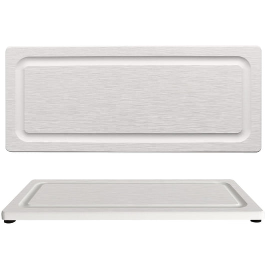 2 PCS Fast-Drying Stone Trays for Bathroom Sink & Kitchen Counter, Water Absorbing Diatomite Sink Coasters, Vanity Tray, Hand Soap Holder with Anti-Skid Pads (11" x 4.7" White)