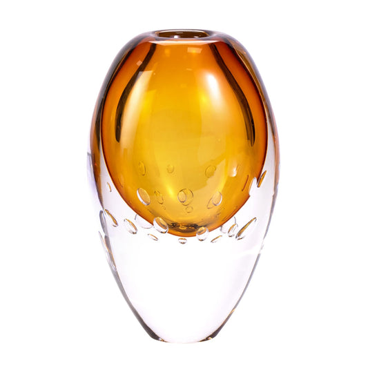 KAMMAK Colored Glass Vase, Beautiful Hand Blown Decorative Vase, Modern Art Vase for Flower Mantle Dining Table Centerpiece, Entryway Living Room Wedding Decoration, 8HPSYX006