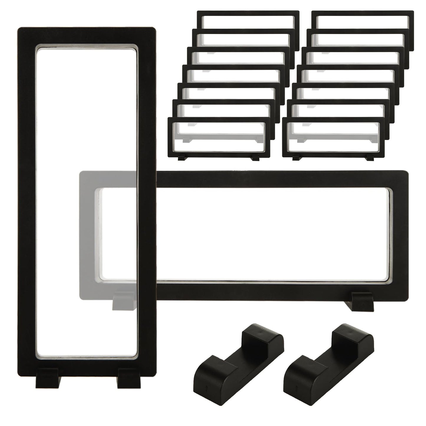 DIRBUY 15 Pack Floating Display Case - 9 x 3.54 Inch Coin Display Case - Black Challenge Coin Display for Securing Medallions, Fossils, Stamps, Insect, Arrowhead, Guitar Pick, AA Medallion, Picture