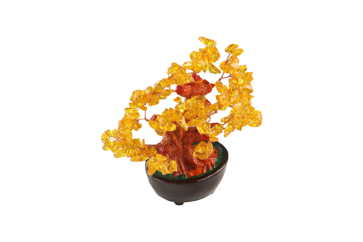 Feng Shui Natural Yellow Quartz Crystal Money Tree Tabletop Decor Statue Bonsai Feng Shui Gem Decoration for Wealth and Luck