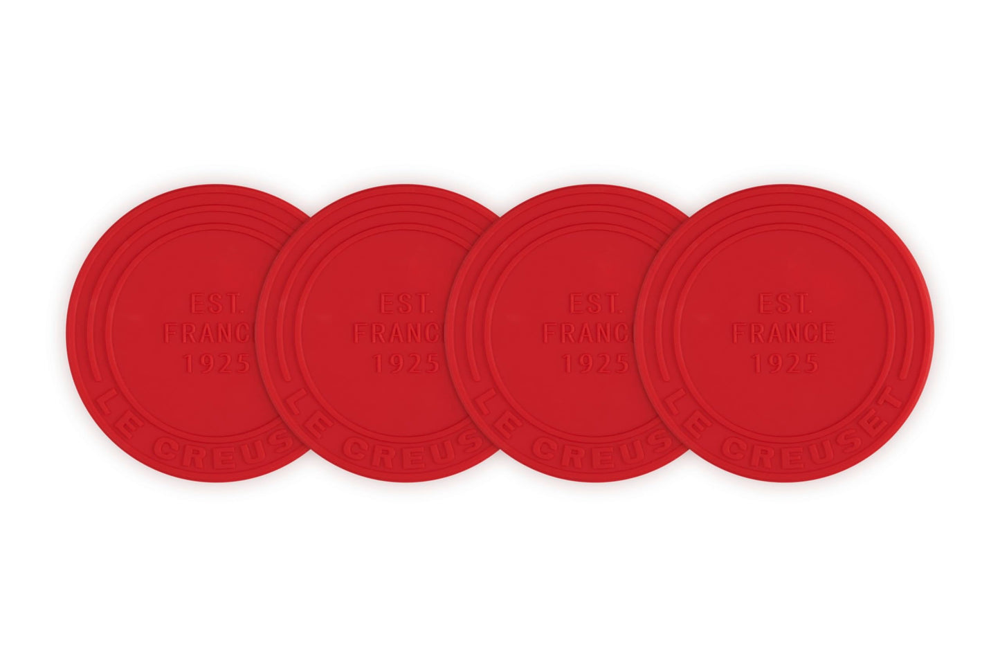 Le Creuset Silicone Coasters (est. 1925), Set of 4, Cerise