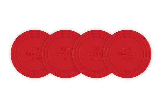 Le Creuset Silicone Coasters (est. 1925), Set of 4, Cerise