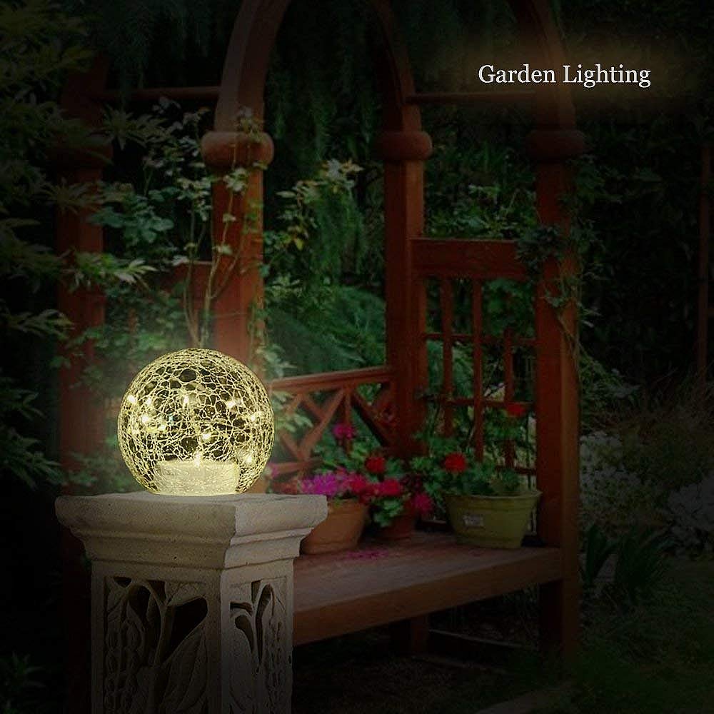 6 Inches Crackle Globe LED Lamp Battery Operated, Gold Mercury Crackled Glass Ball Light with Bottom Switch for Festival Christmas Decoration, Home Living Room Indoor