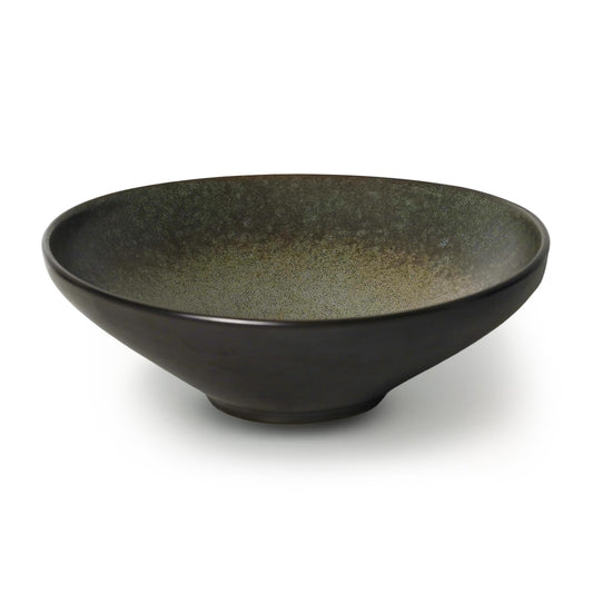 KROUJITY 11'' Large Decorative Bowl, Ceramic Decorative Bowl for Coffee Table, Catch All Bowl for Entryway or Kitchen Counter, Handmade Key Bowl for Home Decor, Black Fruit Bowl