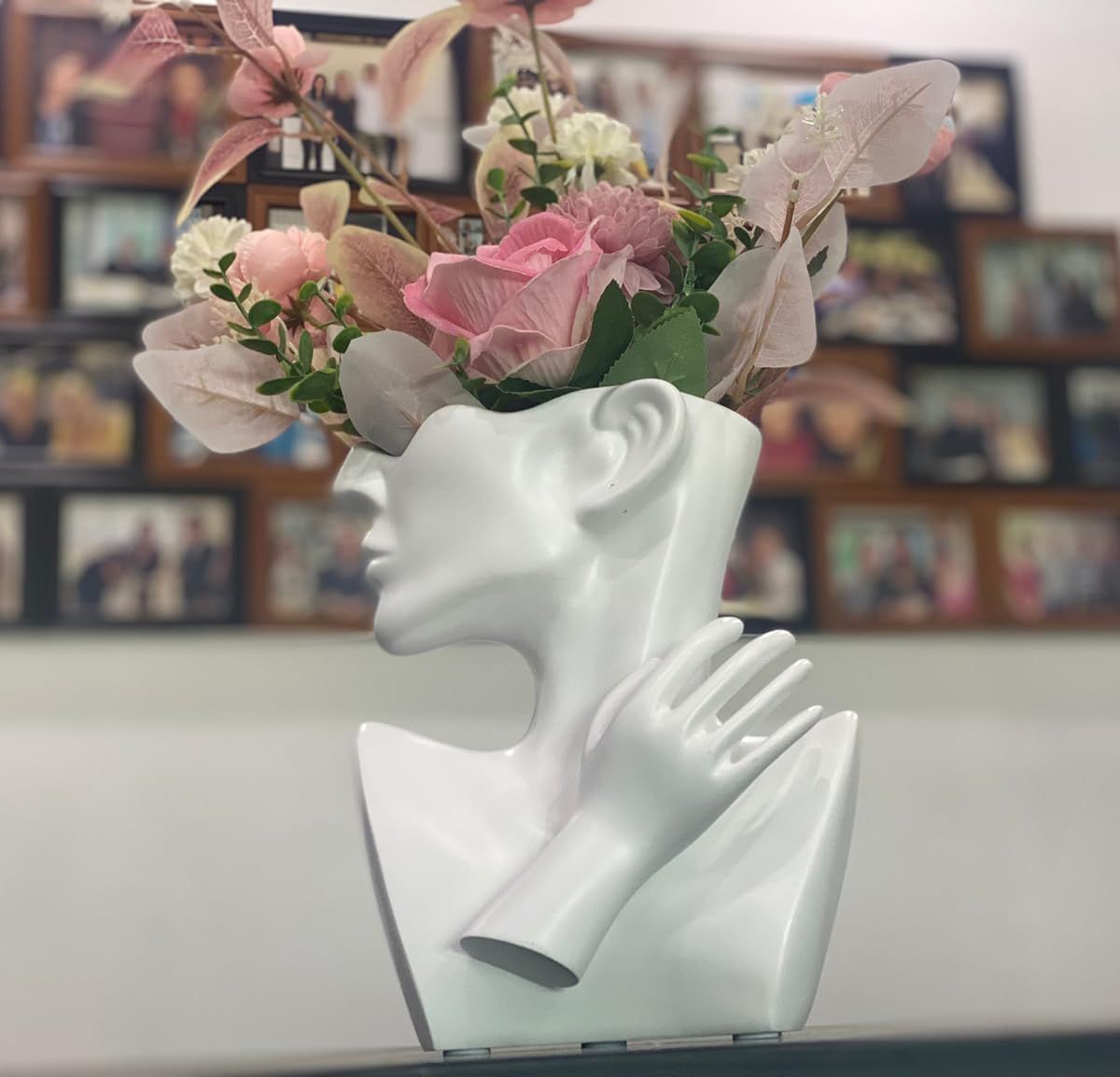 Semeid Abstract Face Planters Pots Head Flower Vase (White)