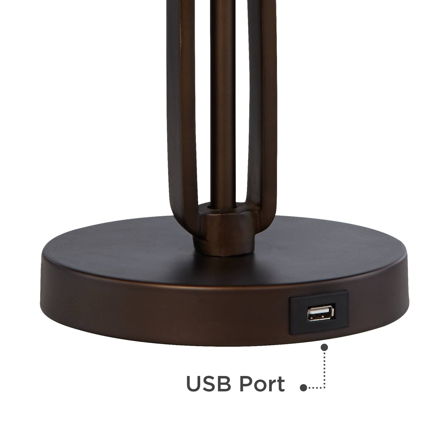 Franklin Iron Works Samuel Rustic Industrial Desk Table Lamps with USB Charging Port 21 1/4" High Set of 2 Bronze Swing Arm Mica Shade for Bedroom Living Nightstand Bedside Office Kids Room House