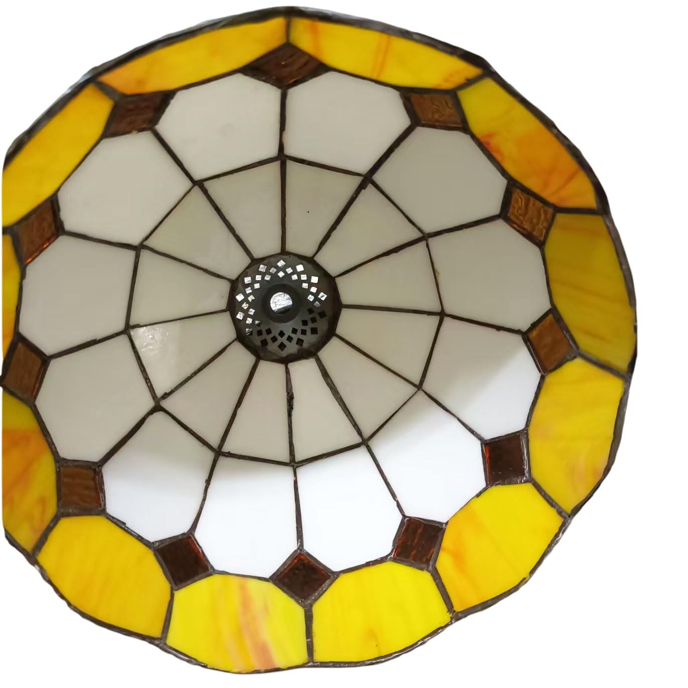 YINIETZSCHE Tiffany Style Table Lamp 8 Inch, Handmade Stained Glass Vintage Bedside Lamp, Art Glass Desk Light for Bedroom Office Living Room