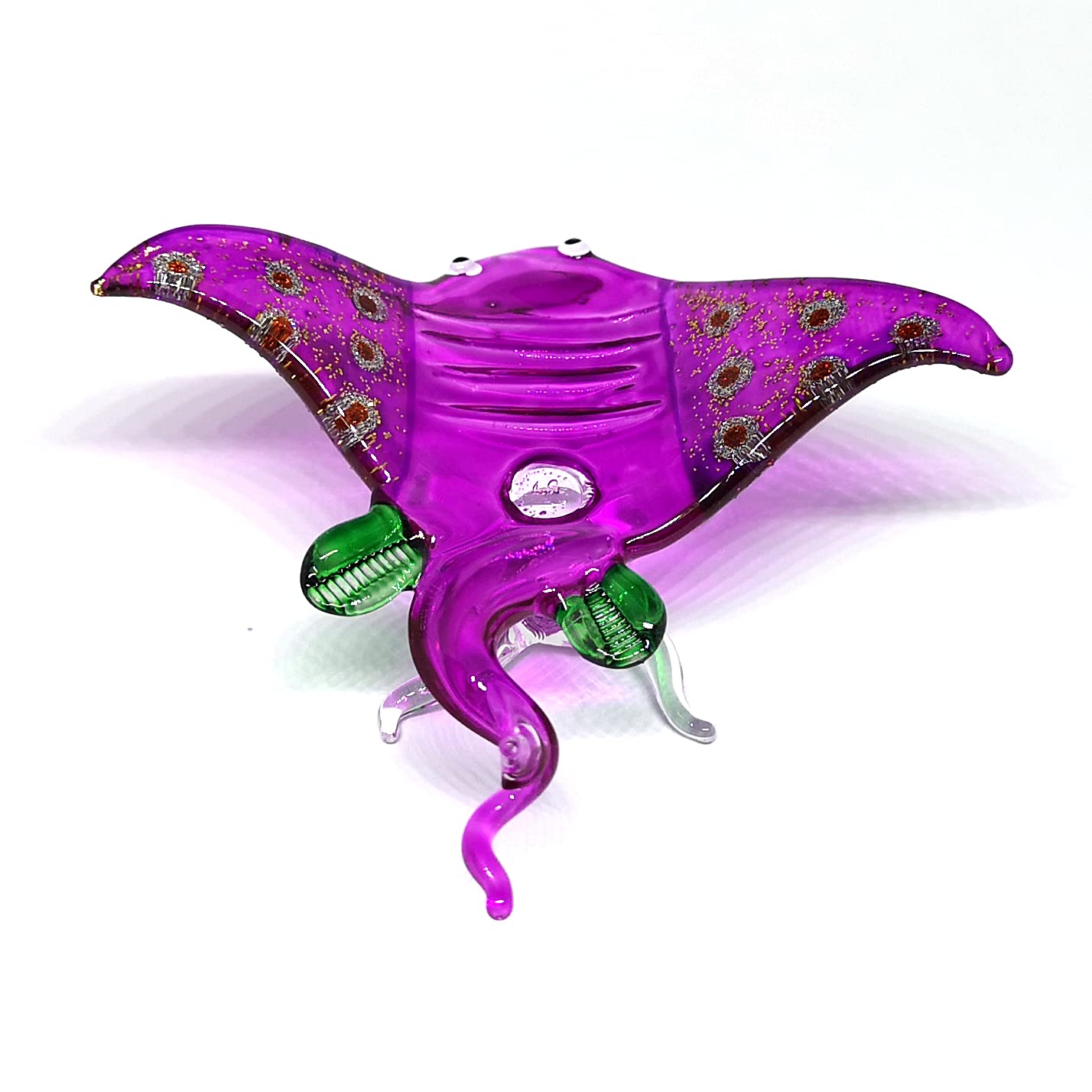 ZOOCRAFT Hand-Blown Glass Stingray Figurine, Artisan Ocean Sculpture for Shelf & Terrarium Display — Handmade Gift for Ocean Lovers, Marine Life Fans & Coastal Collectors