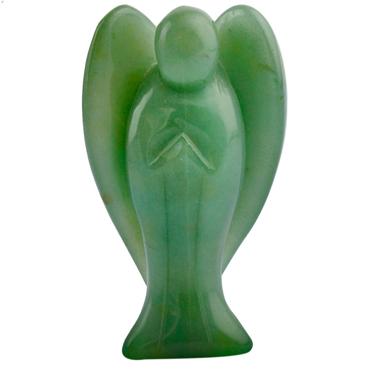 Rockcloud Healing Crystal Gemstone Carved Pocket Crystal Guardian Angel Figurines 3 inch, Green Aventurine