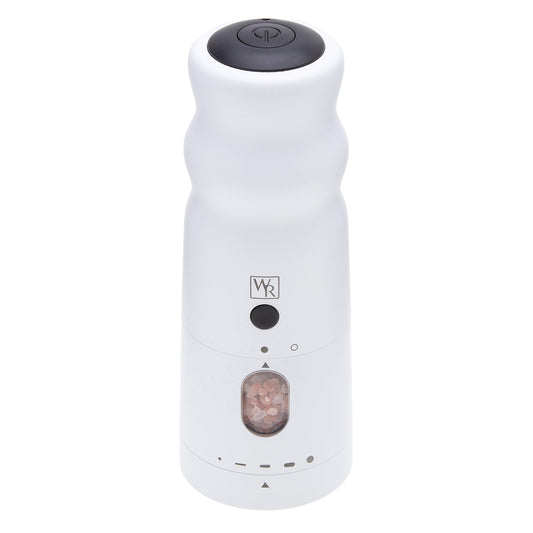 WHITE RAIN Salt Mill with LED Lights & Adjustable Coarseness, Aluminum Rechargeable Salt Grinder Refillable Heavy Duty Electric Himalayan Pink Salt Grinder, Kitchen Gadgets