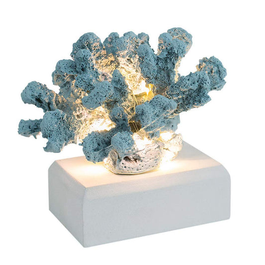 NUOBESTY Luminous Resin Coral Ornament Mediterranean Style Faux Coral Sculpture Table Decor Battery Operated for Home Office Restaurant