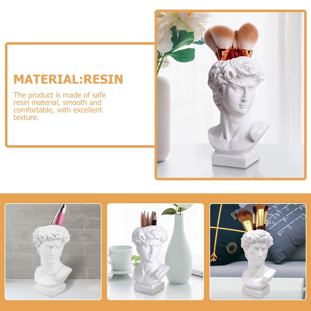 DOITOOL Greek Statue of David Collectible Figurine Cute Vase Vases for Decor Face Flower Dried Flower Vase Decorative Planter Greece Ornaments White Resin