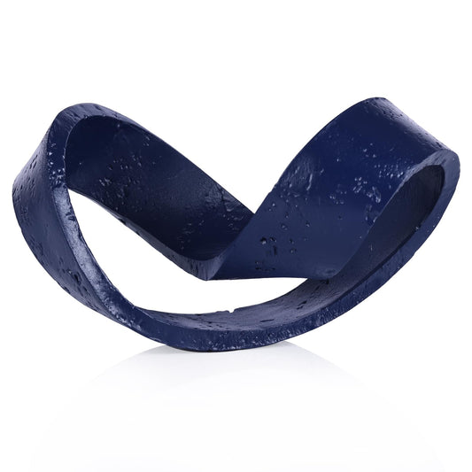 Modern Blue Geometric Sculpture, Navy Blue Knot Home Accent Decor, Multi-Angle Abstract Art Statue for Coffee Table, Bookshelf, Living Room, Office - Resin Artistic Knot Decor for Home and Office