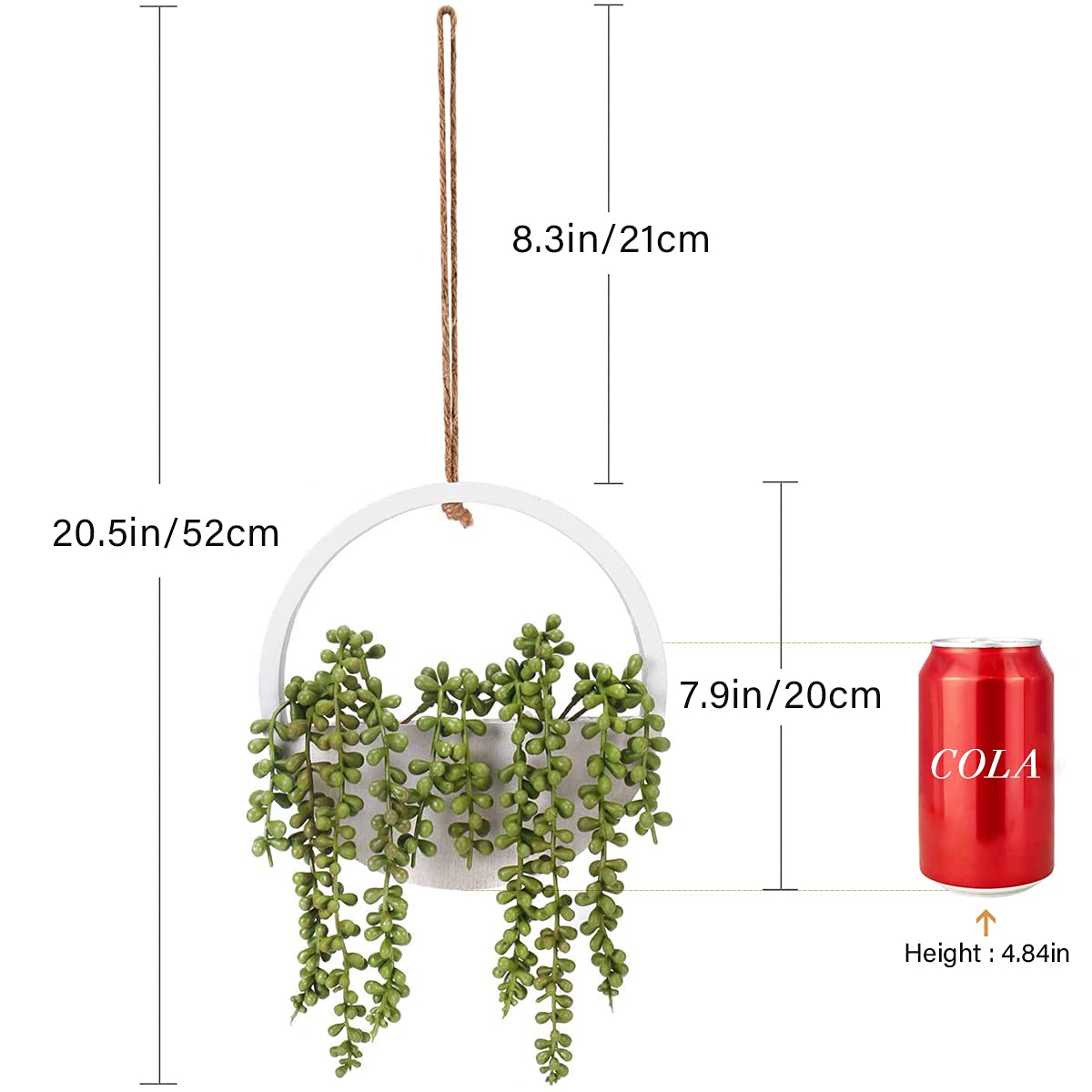 Floweroyal Artificial Succulents Hanging Plants 12.2'' Fake String of Pearls in Pot with 8.3'' Lanyard for Indoor Outdoor Wall Decor.