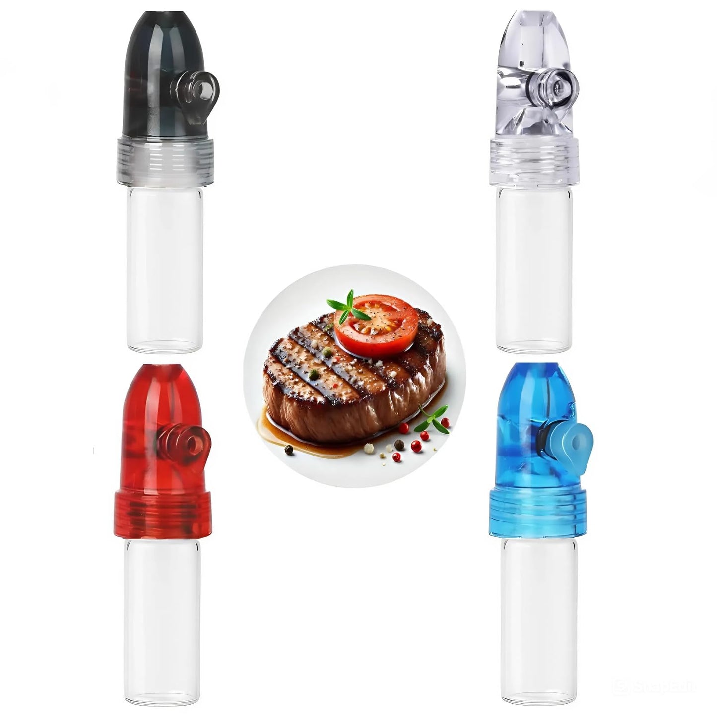 AKIRAMERUNA-Portable Glass Decorative Bottle Kitchen Spice Dispenser Portable Leak-Proof Storage Bottle for Outdoor Camping Travel