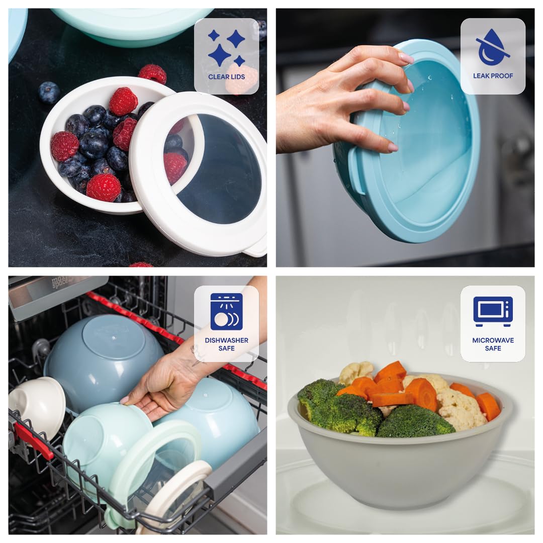 WHYSKO Mixing Bowl Set, 12 Piece Colorful Plastic Mixing Bowls with Lids Set for Food Prep Storage and Serving, Microwave and Dishwasher Safe for Kitchen Baking Cooking